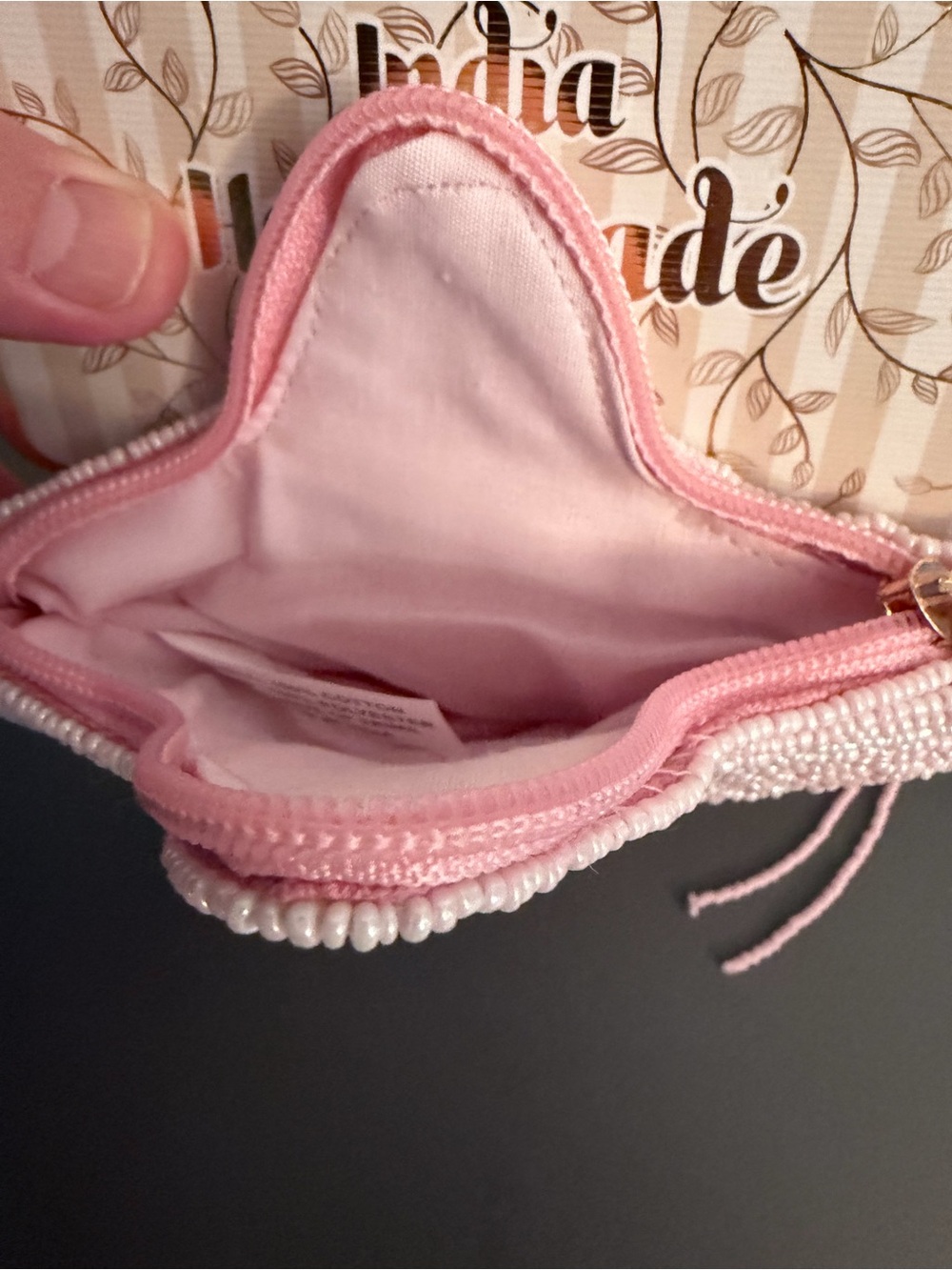 Pink Beaded Star zippered pouch - Picture 3 of 9